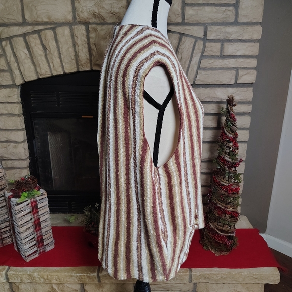 Vintage GAP Knit Vest with Brown and Cream Stripes Large - Picture 2 of 6